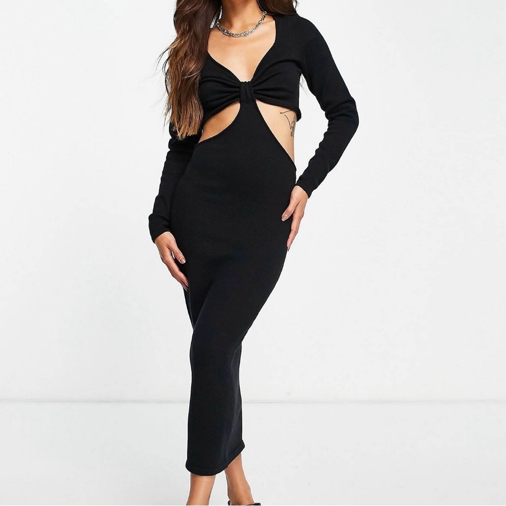 NWOT ASOS knitted midi dress with cut out detail in black